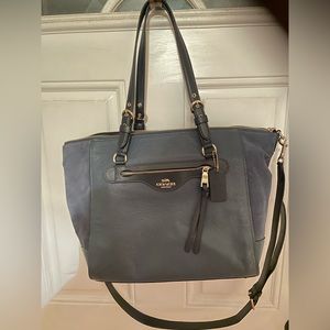 Coach bag leather and suede. Navy blue like new